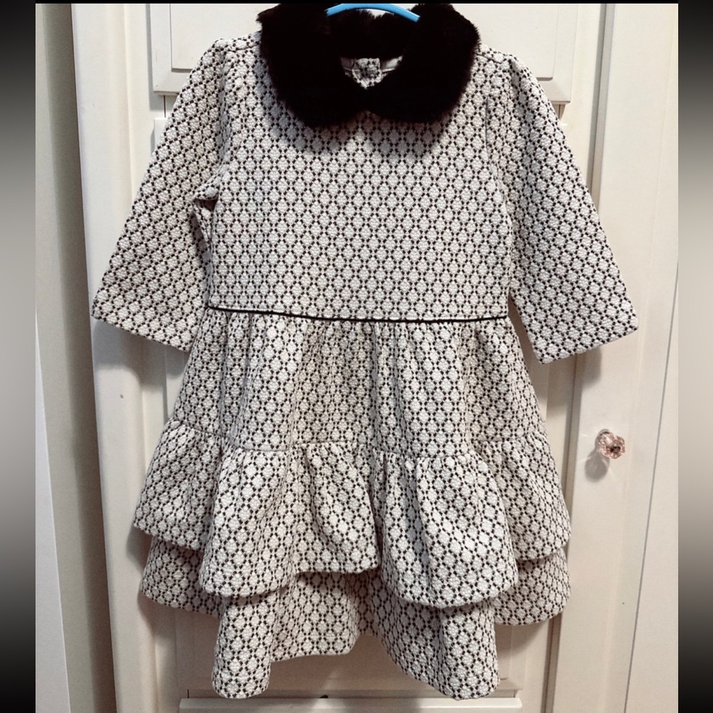 Janie and jack Ge faux fur collared dress